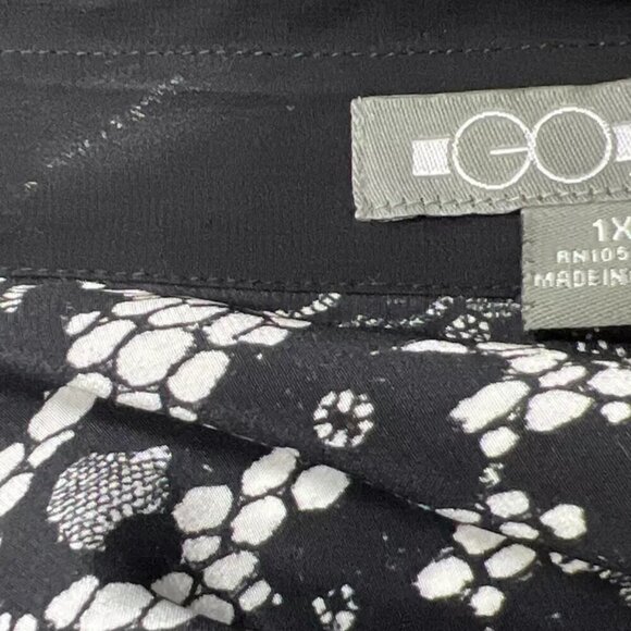 Go Silk. Sz 1X. $268. Border Lace Print. Black cream. Silk. Long Sleeve. LO - Picture 7 of 7
